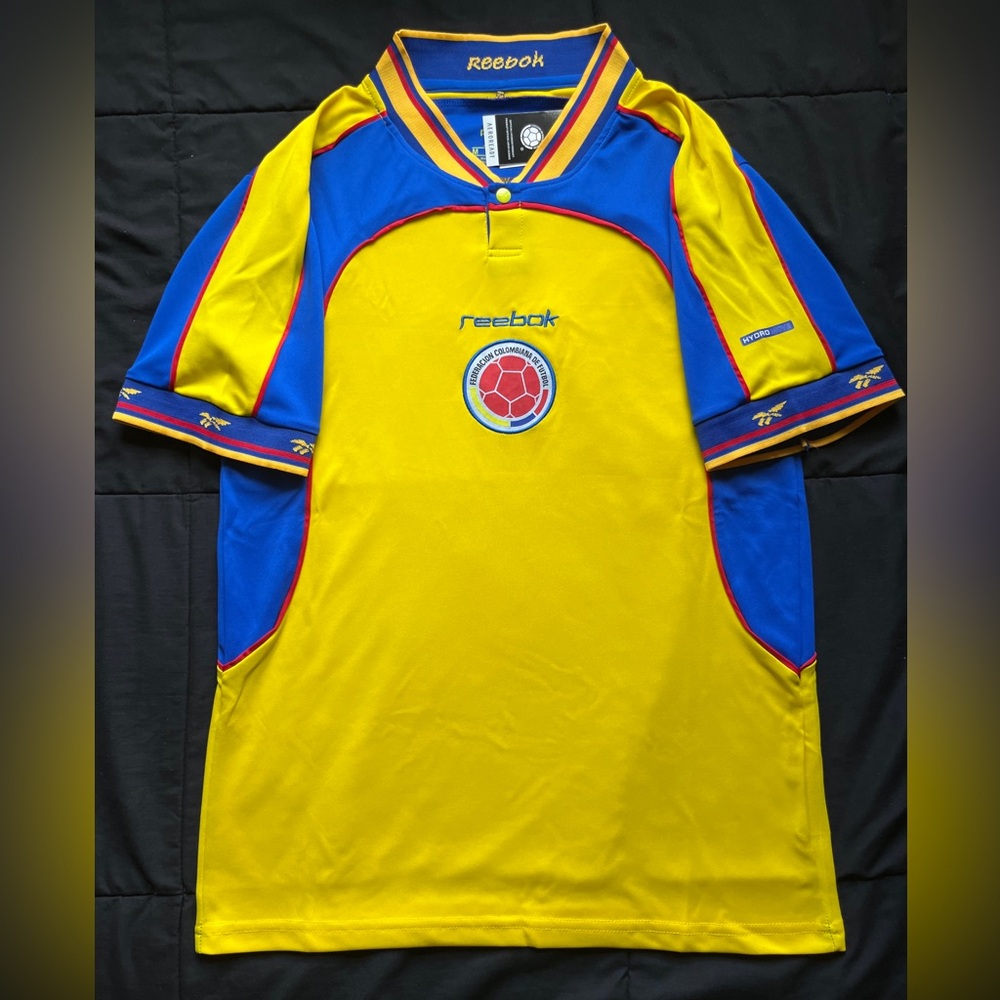 Colombia Retro Soccer Jersey M-XL Yellow Blue 2001